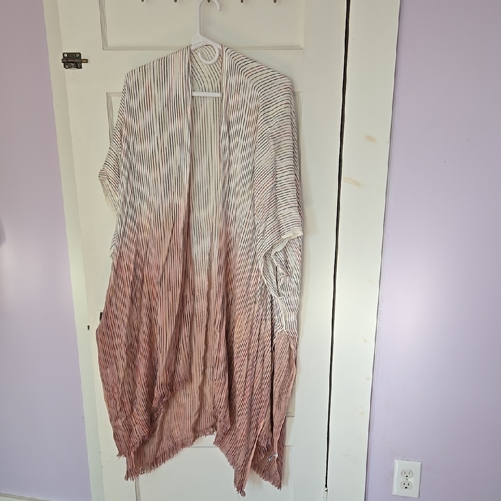 Pink and White Ombre Shrug with Flowing Sleeves